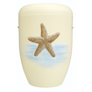 Biodegradable Cremation Ashes Funeral Urn / Casket - IVORY WHITE with STARFISH 